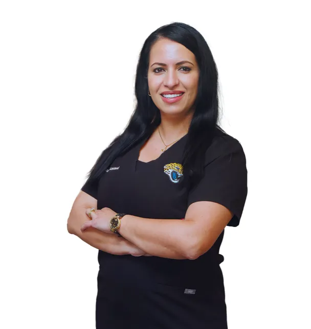 Dr. Abboud in Jaguars scrubs